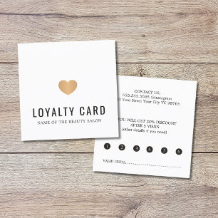 Elegant White Faux Gold Heart Beauty Salon Loyalty Card
