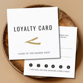 Elegant White Faux Gold Razor Loyalty Card by pro_business_card at Zazzle
