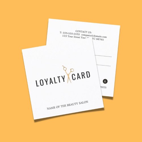 Elegant White Faux Gold Scissor Loyalty Card