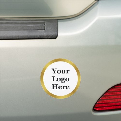 Elegant White  Faux Gold Template Your Logo Here Car Magnet