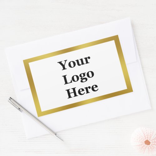 Elegant White Faux Gold Template Your Logo Here Rectangular Sticker