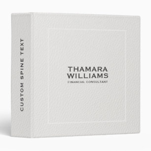 Elegant White Faux Leather Print 3 Ring Binder
