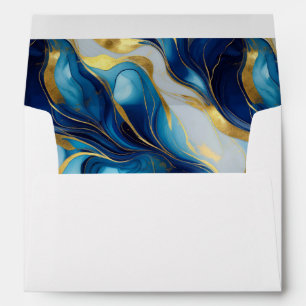 Elegant White Faux Marbled Wedding Envelope