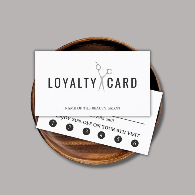 Elegant White Faux Silver Scissors Bold Loyalty Card (Creator Uploaded)