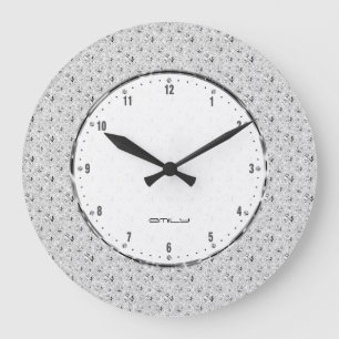 Elegant White FauxGlitter And Sparkles Large Clock
