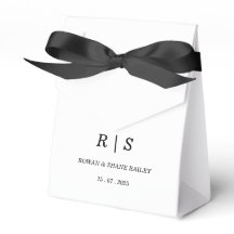 Elegant White Favor Box with Black Monogram