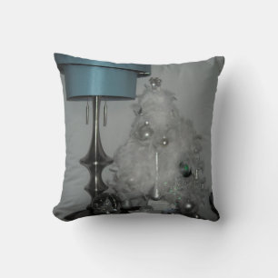 Elegant White Feather Tree Throw Pillow
