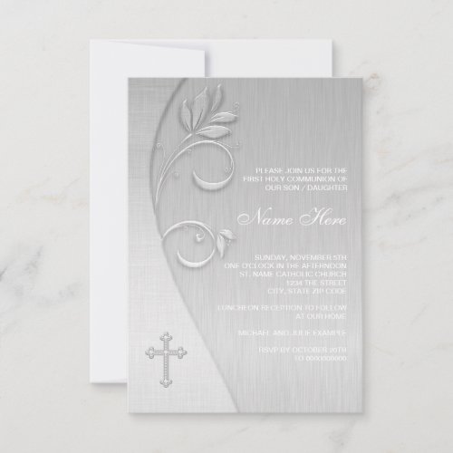 Elegant White First Communion Invitations