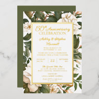 Elegant White Floral 50th Wedding Anniversary