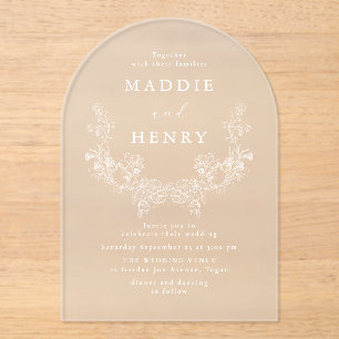 Elegant White Floral Acrylic Wedding Invitation