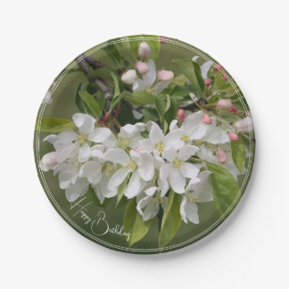 Elegant White Floral Bloom Paper Plates