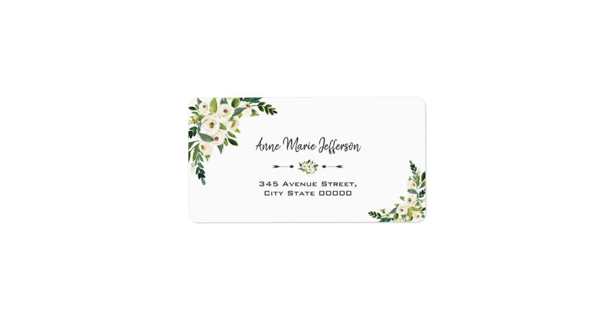 Elegant White Floral Blooming Wedding Label | Zazzle