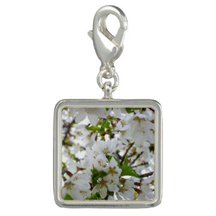 Elegant white floral blossom photo charm