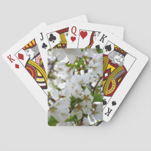 Elegant white floral blossom photo poker cards