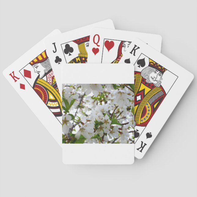 Elegant white floral blossom photo poker cards (Back)