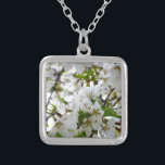 Elegant white floral blossom photo silver plated necklace<br><div class="desc">Elegant white floral blossom photo</div>