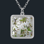 Elegant white floral blossom photo silver plated necklace<br><div class="desc">Elegant white floral blossom photo</div>