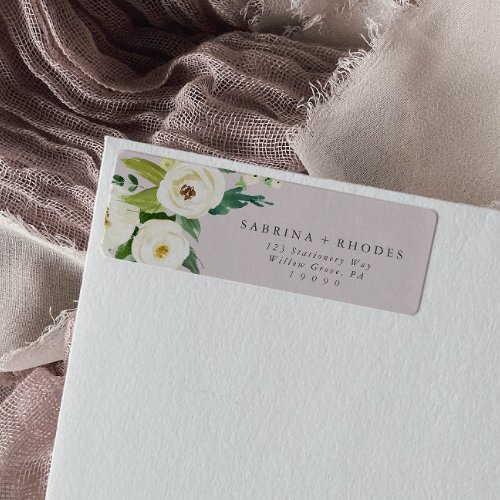 Elegant White Floral  Blush Mauve Return Address Label