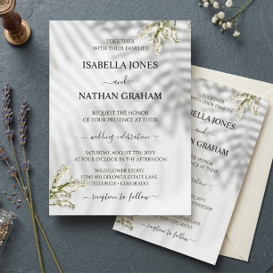 Elegant White Floral Botanical Minimalist Wedding Invitation