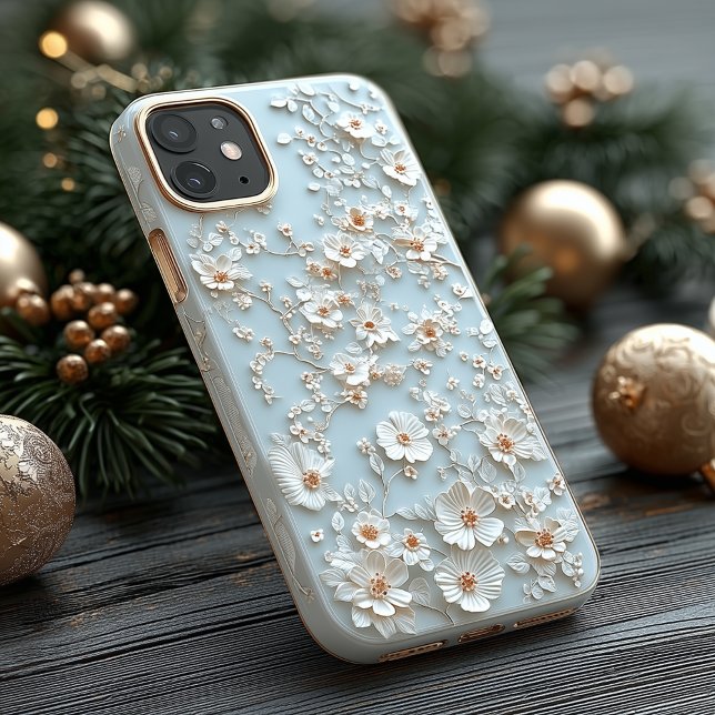 Elegant White Floral Botanical Pattern Case-Mate iPhone Case (Creator Uploaded)