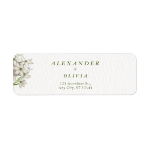Elegant White Floral Botanical Wedding Label