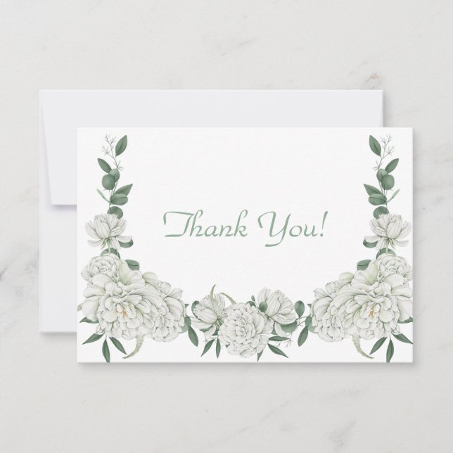 Elegant White Floral Bouquet Flat  Note Card (Front)