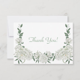 Elegant White Floral Bouquet Flat Note Card