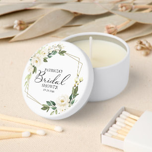 Elegant White Floral Bridal Shower Mini Candle Favors