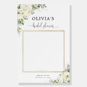 Elegant White Floral Bridal Shower Photo Prop  Foam Board