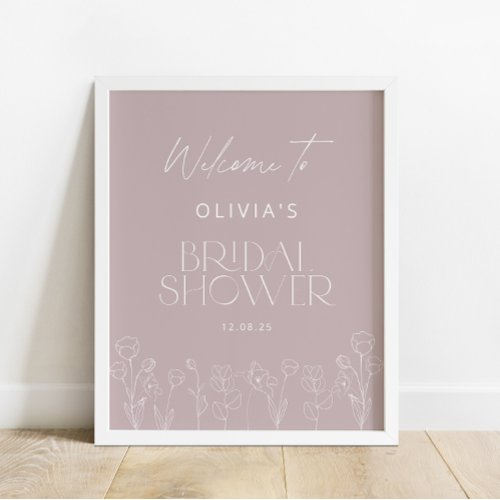 Elegant White Floral Bridal Shower Welcome Poster