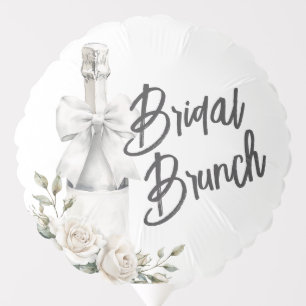 Elegant White Floral Brunch and Bubbly  Balloon