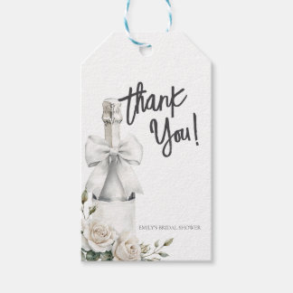 Elegant White Floral Brunch and Bubbly Gift Tags