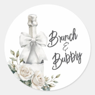 Elegant White Floral Brunch and Bubbly Stickers