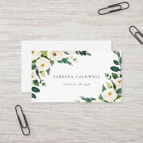 Elegant White Floral Business Card