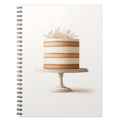 Elegant White Floral Cake Wedding Guestbook  Notebook