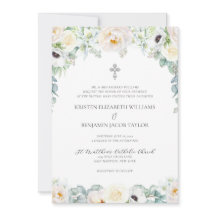 Elegant White Floral Catholic Wedding with RSVP