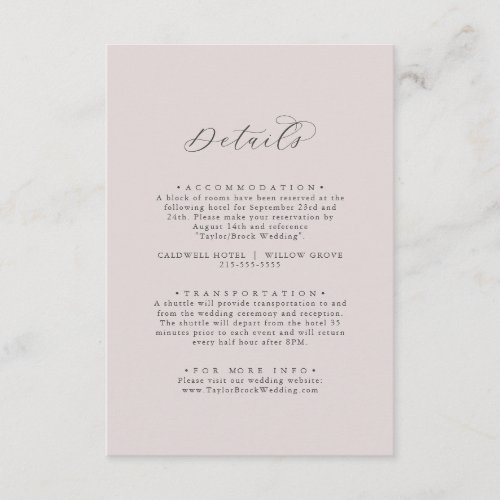 Elegant White Floral Coordinate Blush Mauve Detail Enclosure Card