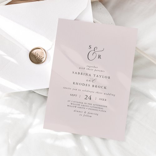 Elegant White Floral Coordinate  Blush Wedding Invitation