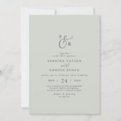 Elegant White Floral Coordinate Sage Mint Wedding Invitation (Front)