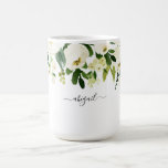 Elegant White Floral Custom Name  Coffee Mug<br><div class="desc">Elegant White Floral Custom Name Bridesmaid Gift.</div>