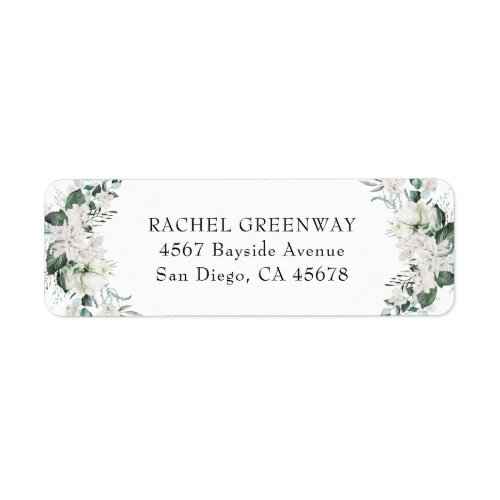 Elegant White Floral Dusty Blue Sage Green Wedding Label