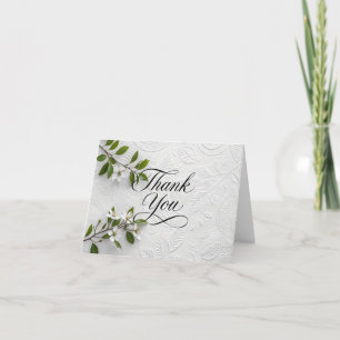 Elegant White Floral Embossed Texture Thank You Card