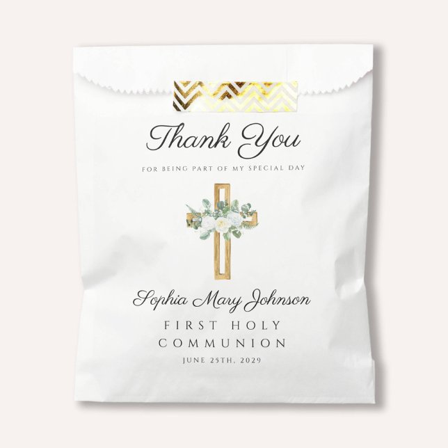 Elegant White Floral First Communion  Favor Bag (Elegant White Floral First Communion Favor Bag)