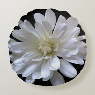 Elegant white floral flower White Daisy Round Pillow