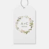 Elegant White Floral Greenery Wedding Favor Gift Tags (Back)