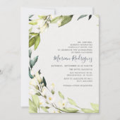 Elegant White Floral Greenery Wreath Quinceañera Invitation (Front)