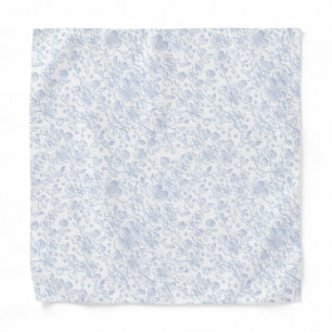 Elegant White Floral Hibiscus Daisies Pattern Bandana