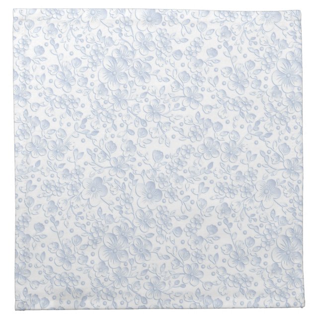 Elegant White Floral Hibiscus Daisies Pattern | Cloth Napkin (Front)