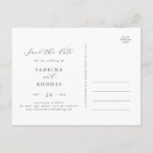 Elegant White Floral Horizontal Save the Date Invitation Postcard (Back)