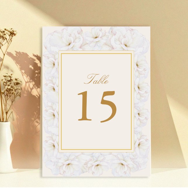 Elegant White Floral Ivory Gold Border Table (Creator Uploaded)